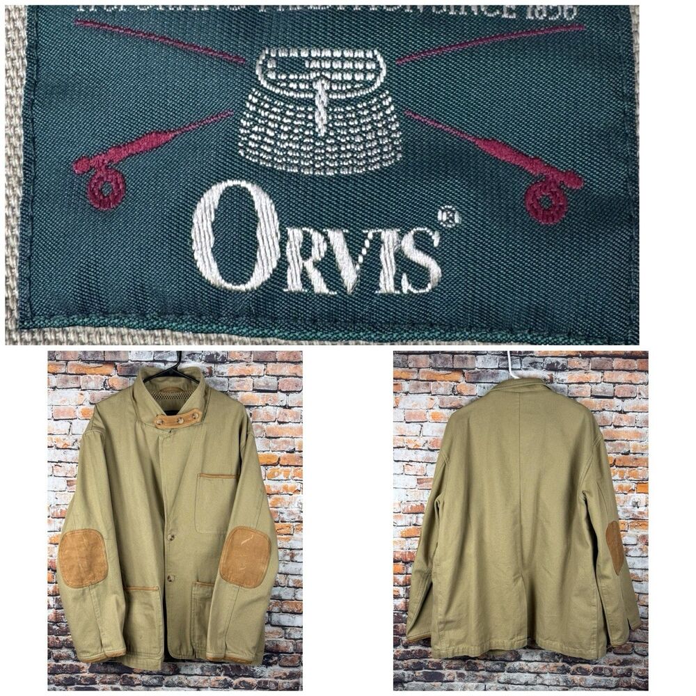 Vintage Orvis Zambezi Field Hunting Utility Jacket Elbow Patches Large Cotton